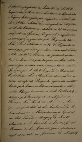 Cópia de despacho enviado por Miguel Calmon du Pin e Almeida (1794-1865), Marquês de Abrantes, co...