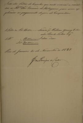 Cópia de registro das letras de câmbio enviada por José Procópio de Castro a Manuel Rodrigues Gam...