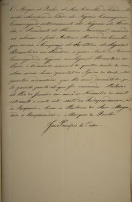 Cópia de decreto em que o Imperador D. Pedro I (1798-1834) determina o pagamento de ajuda de cust...
