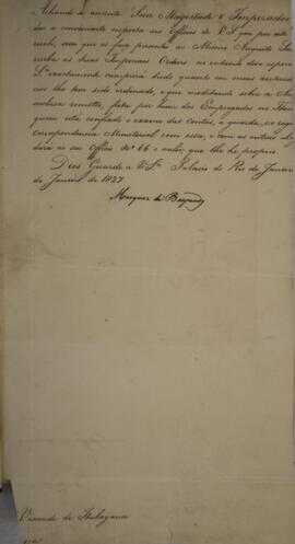 Cópia de despacho enviado por Manuel Jacinto Nogueira da Gama (1765-1847), Marquês de Baependi, p...