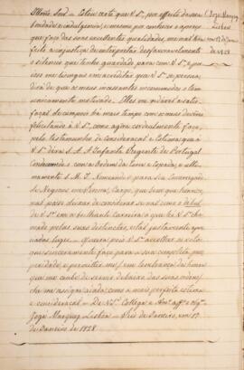 Cópia de carta enviada por José Marques Lisboa (1807-1897), com data de 17 de janeiro de 1828, ap...