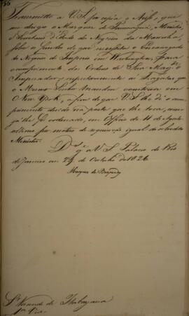 Despacho original enviado por Manuel Jacinto Nogueira da Gama (1765-1847), Marquês de Baependi, p...