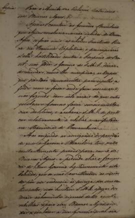 Cópia do ofício enviado por Francisco Vilela Barbosa (1769-1846), Marquês de Paranaguá, para Manu...