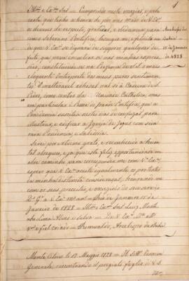 Cópia de despacho enviado por Luiz Moutinho de Lima Álvares e Silva (1792-1863) para D. Romualdo ...