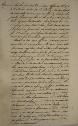 Cópia de ofício enviado por Francisco Vilela Barbosa (1769-1846), Visconde de Paranaguá, para Ant...