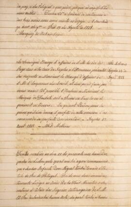 Cópia de ofício enviado por W. D. Mollerus, com data de 23 de agosto de 1828, pedindo, em nome do...