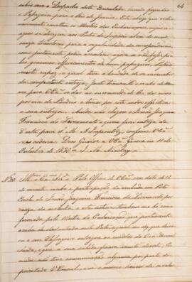 Cópia de ofício enviado por José Matheus Nicolay, com data de 16 de outubro de 1830, acusando o r...