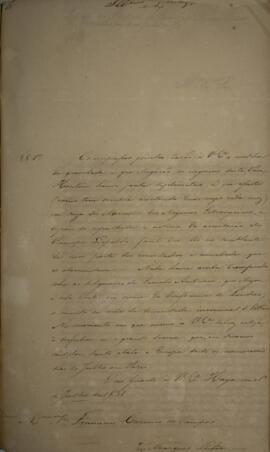 Cópia de ofício enviado por José Marques Lisboa (1807-1897), para Francisco Carneiro de Campos (1...