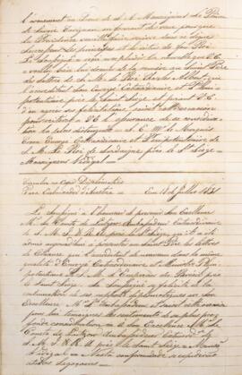 Cópia de Circular enviada por Monsenhor Francisco Corrêa Vidigal (s.d-1838) para Conde de Lutron,...