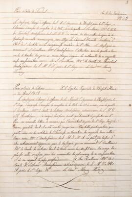 Cópia de Circular enviada por Francisco Muniz Tavares (1793-1876) para o Conde de Luttros, com da...