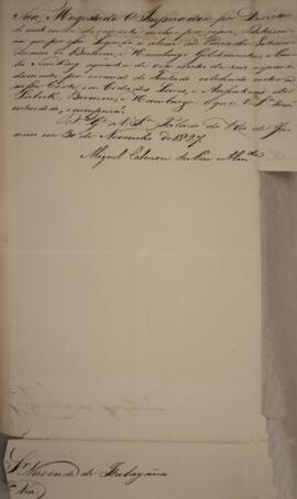 Cópia de despacho enviado por Miguel Calmon du Pin e Almeida (1796-1865), Marquês de Abrantes, pa...