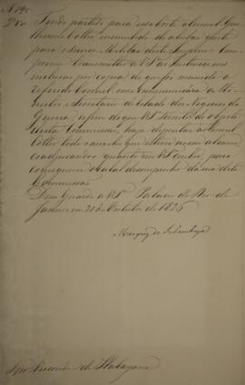 Segunda via de despacho original enviado por Antônio Luiz Pereira da Cunha (1760-1837), Visconde ...