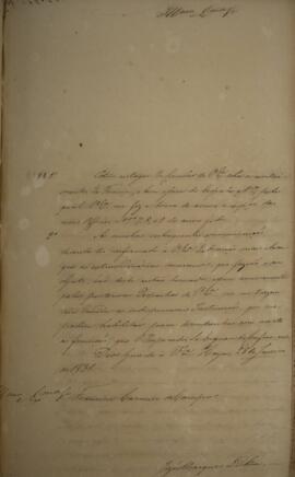 Cópia de ofício enviado por José Marques Lisboa (1807-1897), para Francisco Carneiro de Campos (1...