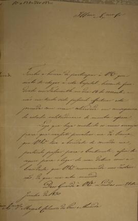 Cópia de ofício enviado por José Marques Lisboa (1807-1897), para Miguel Calmon du Pin e Almeida ...