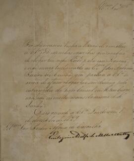 Nota Diplomática original enviada por Eustaquio Adolfo de Mello Mattos (1795-s.d.) para Pedro Afo...
