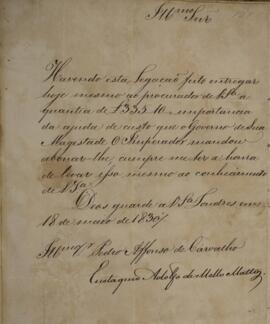 Ofício original com data de 18 de maio de 1830 enviado por Eustáquio Adolfo de Mello Matos (1795-...