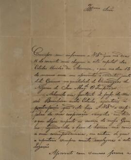 Nota Diplomática original enviada por José de Araújo Ribeiro (1800-1879) para Pedro Afonso de Car...