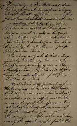 Cópia de anexo enviado por Henry Chamberlain (1796–1844) para Luís José de Carvalho e Melo (1764-...