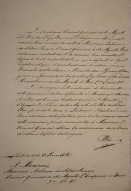 Nota diplomática original enviada para Antônio da Silva Júnior [s.d.], com data de 09 de julho de...