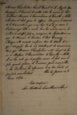 Cópia de nota diplomática enviada por Luiz Moutinho de Lima Álvares e Silva (1792-1863) para Henr...