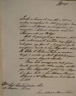 Nota Diplomática original enviada por Luís António de Abreu e Lima (1787-1871) para Comendador Lu...