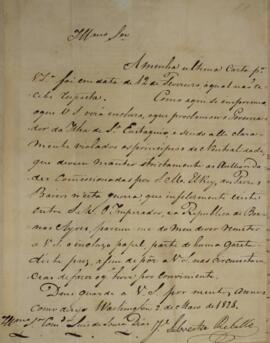 Nota Diplomática original enviada por José Silvestre Rebello (1777-1844) para Comendador Luiz de ...
