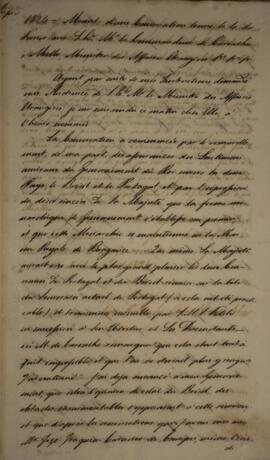 Minuta de Nota Diplomática enviado por Henry Chamberlain (1796–1844), com data de 07 de fevereiro...