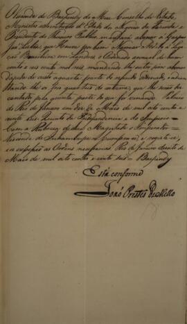 Cópia do decreto de nomeação e valor dos vencimentos de Gaspar José Lisboa (1803-1865) para o car...