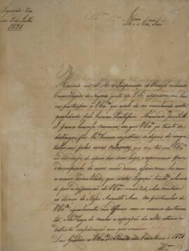 Despacho original enviado por Luiz Moutinho de Lima Álvares e Silva (1792-1863) para Comendador L...