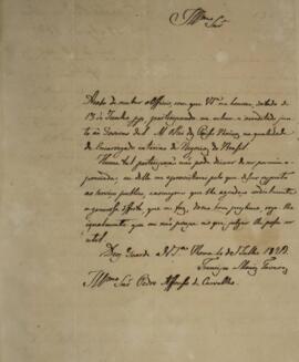 Nota Diplomática original enviada por Francisco Muniz Tavares (1793-1876) para Pedro Afonso de Ca...