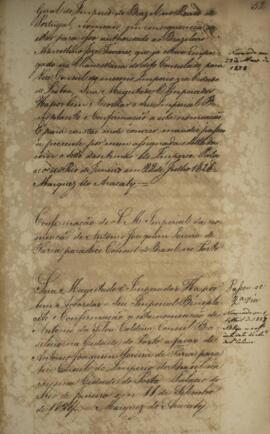 Carta patente com data de 11 de setembro de 1828 pela qual se confirma a nomeação de Antonio Joaq...