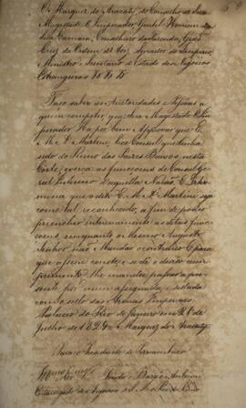 Carta patente com data de 28 de julho de 1829, enviada para o presidente da província de Pernambu...