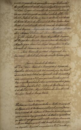 Carta patente com data de 6 de abril de 1830, enviada para o presidente da província da Bahia, qu...