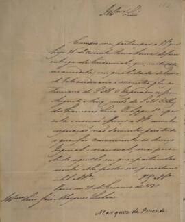 Nota diplomática original enviada por Antônio Telles da Silva Caminha e Meneses (1790-1875), Marq...