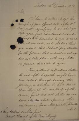 Nota diplomática original enviada por Sir. Matthews [s.d.] para Antônio da Silva Júnior [s.d.], c...