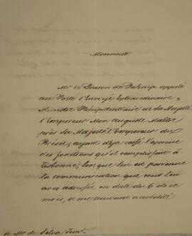 Nota diplomática original enviada por C. de Razewick para Antônio da Silva Júnior [s.d.] com data...