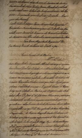 Documento com data de 19 de fevereiro de 1829, enviado para o presidente da província da Bahia, p...