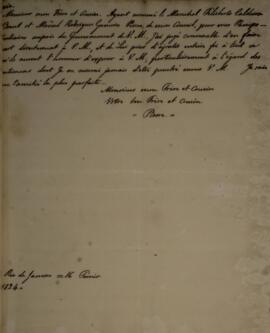 Cópia de Carta enviada para D. Pedro I (1798-1834), com data de 16 de fevereiro de 1824, discorre...