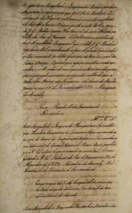 Carta patente com data de 24 de novembro de 1829, enviada para o presidente da província de Perna...