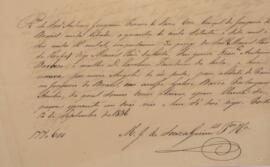 Ofício original, datado de 12 de setembro de 1836, certificando que Antônio Joaquim Pereira de Fa...