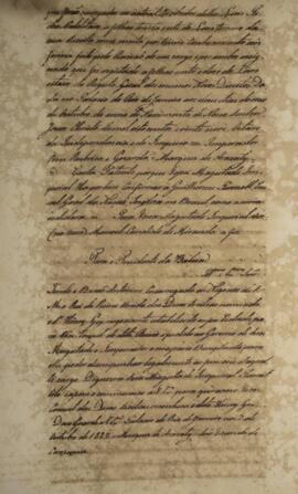 Carta patente com data de 7 de outubro de 1829, enviada para o presidente da província da Bahia, ...