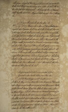 Carta patente com data de 11 de agosto de 1830 que confirma a nomeação de José Gonçalves dos Sant...