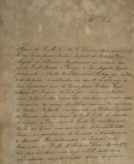 Despacho original enviado por Antônio Telles da Silva Caminha e Meneses (1790-1875), Marquês de R...