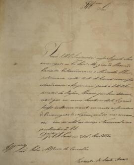 Nota Diplomática original enviada por José Egídio Álvares de Almeida (1767-1832), Visconde de San...