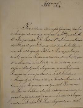 Ofício original enviado por Eustáquio Adolfo de Mello Matos (1795-s.d.) para José Marques Lisboa ...