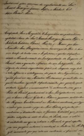 Cópia das instruções enviadas por Luís José de Carvalho e Melo (1764-1826), Visconde da Cachoeira...