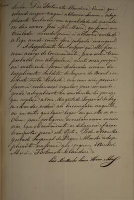 Cópia de anexo de Ofício enviado para Luiz Moutinho de Lima Álvares e Silva (1792-1863), apresent...