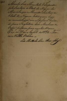 Cópia de anexo de Aviso enviado por Francisco Vilela Barbosa (1769-1846), Marquês de Paranaguá, p...