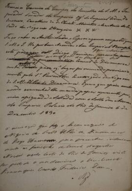 Minuta de carta patente de Francisco Carneiro de Campos (1765-1842) em 6 de dezembro de 1830 conf...