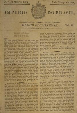 Cópia do jornal Diário Fluminense, publicado no dia 05 de março de 1828. Transmite decretos da Co...